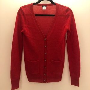 Red J. Crew Cardigan with Jewel Button